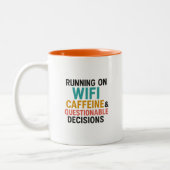 Funny WiFi and Caffeine Quote Coffee Mug ツートーンマグカップ (左)