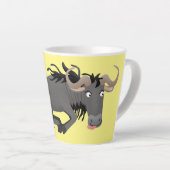 Funny wildebeest running cartoon illustration カフェラテマグ (右アングル)