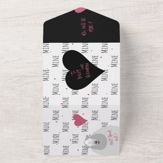 Funny Will Ewe Be MINE? Sheep Pun Proposal Card オールインワン招待状 (外側)