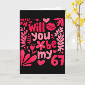 Funny Will You Be My 67 Valentine Boho Floral Meme カード (黄色い花)