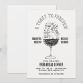Funny Wine Glass Rehersal Dinner Party 招待状 (正面/裏面)