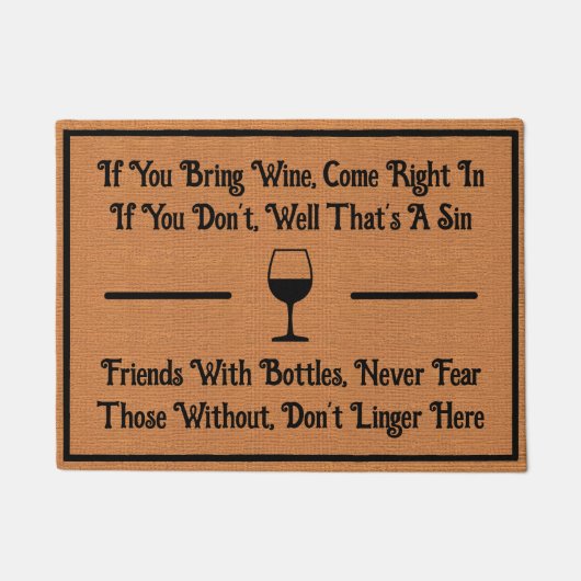 Funny Wine Humor Cheeky Poetic Rustic Minimalist ドアマット (正面)