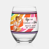 Funny Wineglass Best Friend Gift "Age/Wine" ステムなしワイングラス (裏面)