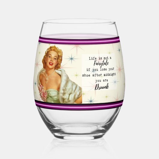 Funny Wineglass Best Friend Gift "Fairytale" ステムなしワイングラス (正面)