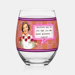 Funny Wineglass Best Friend Gift "Glasses" ステムなしワイングラス