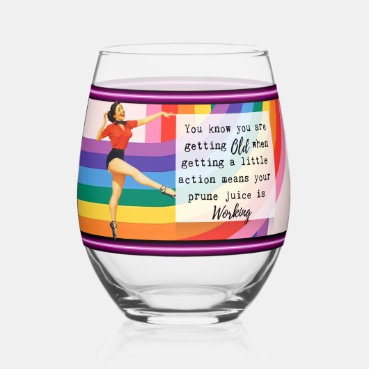 Funny Wineglass Best Friend Gift "Prune" ステムなしワイングラス (正面)
