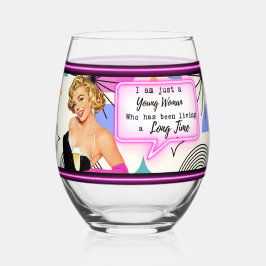Funny Wineglass Best Friend Gift "Young Girl" ステムなしワイングラス