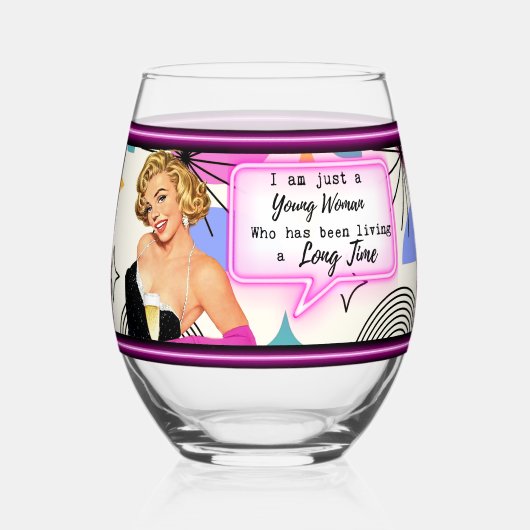 Funny Wineglass Best Friend Gift "Young Girl" ステムなしワイングラス (正面)