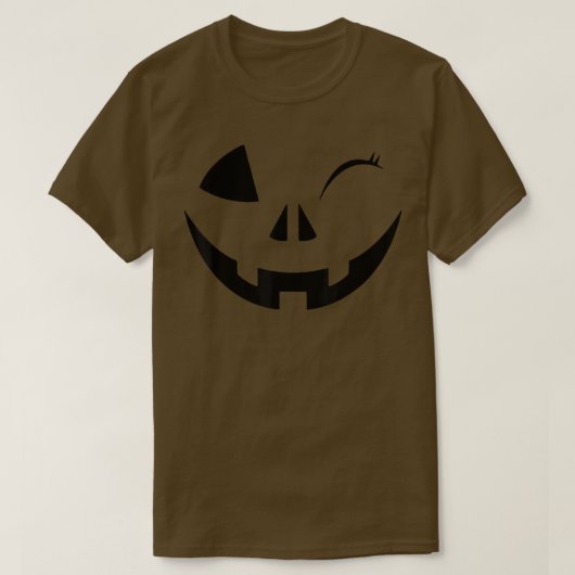funny Wink Face Pumpkin Jack O Lantern Costume Hal Tシャツ (デザイン正面)