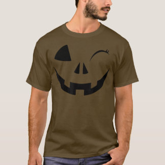 funny Wink Face Pumpkin Jack O Lantern Costume Hal Tシャツ