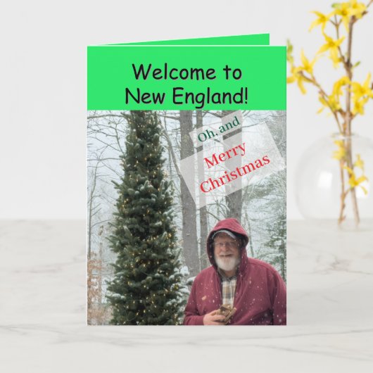 Funny Winter Scene Christmas Card カード (黄色い花)