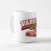Funny Wisconsin Meat Raffle Varsity Team MVP  コーヒーマグカップ (正面左)