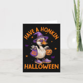 Funny Witch Goose Have A Honkin Halloween Silly Go カード (正面)