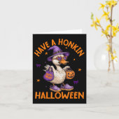 Funny Witch Goose Have A Honkin Halloween Silly Go カード (黄色い花)