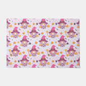 Funny Witch Halloween Pattern with Pumpkins, Bats ドアマット (正面)
