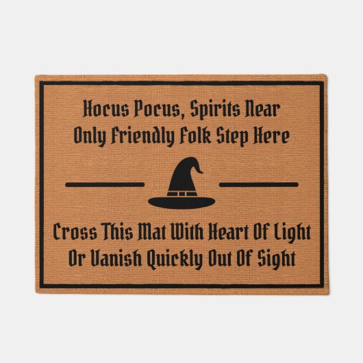 Funny Witch Magic Spell Humor Rustic Minimalist ドアマット (正面)