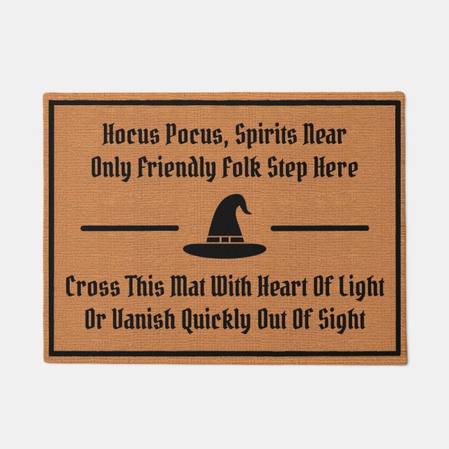 Funny Witch Magic Spell Humor Rustic Minimalist ドアマット (正面)