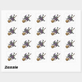 Funny Witch Tangled On Broom Art Sticker スクエアシール (シート)