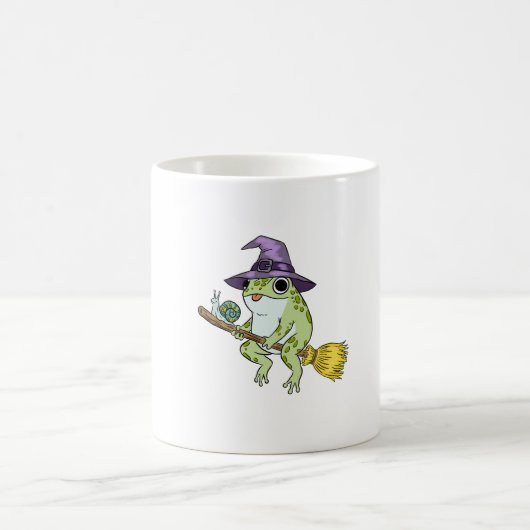 Funny Wizard Frog Rides A Broomstick Illustration コーヒーマグカップ (中央)