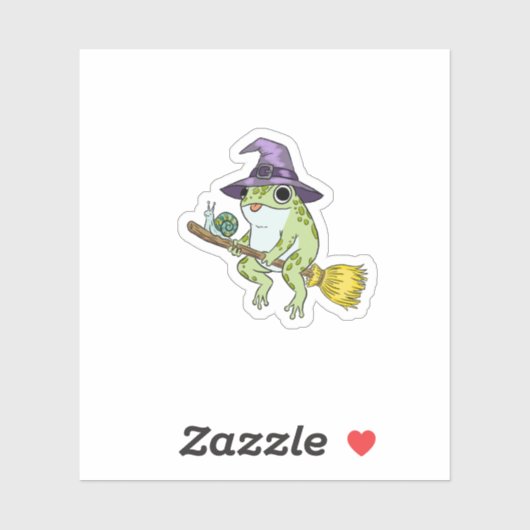 Funny Wizard Frog Rides A Broomstick Illustration シール (シート)