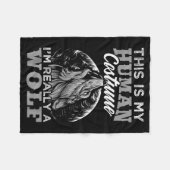 Funny Wolf Design Human Costume I'm A Wolf  フリースブランケット (正面(横))