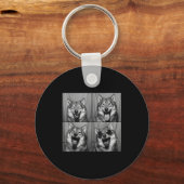 Funny Wolf Photo Booth Sungles Dog  キーホルダー (正面)