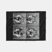 Funny Wolf Photo Booth Sungles Dog フリースブランケット (正面(横))