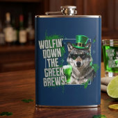 Funny Wolfin Down Green Brews St Patricks Day フラスク