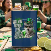 Funny Wolfin Down Green Brews St Patricks Day フラスク