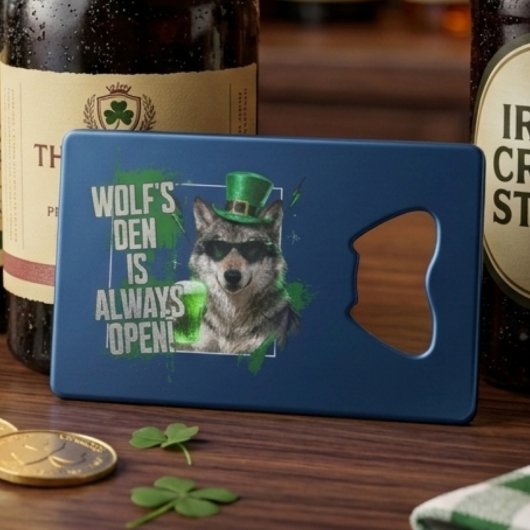Funny Wolfs Den Wallet Bottle Opener St Paddy クレジットカード栓抜き