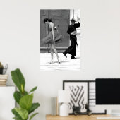 Funny Woman and Priest in Paris Black and White ポスター (ホームオフィス)