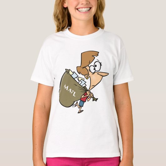 Funny Woman Hauling Heavy Mail Bag Tシャツ (正面)