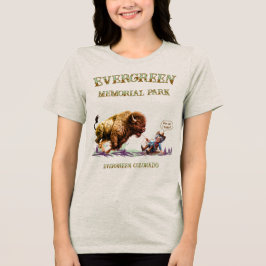 Funny Woman Roping a Wild Bison T-Shirt トライブレンドＴシャツ