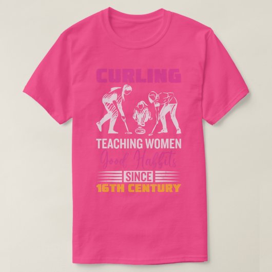 funny Women curling on the ice curler curling (1)  Tシャツ (デザイン正面)
