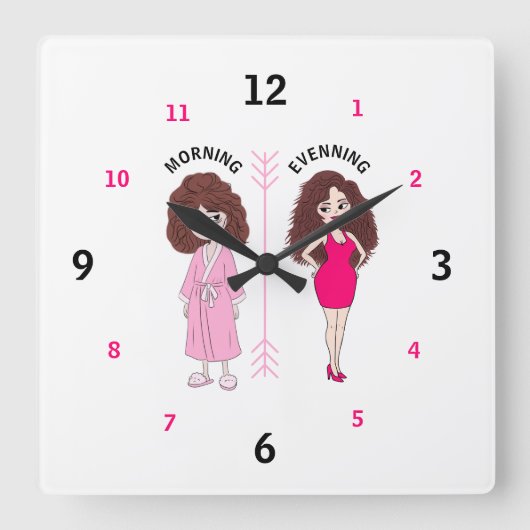 Funny Women Mood Wall Clock スクエア壁時計 (正面)