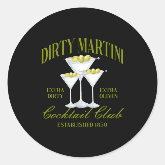 Funny Womens Dirty Martini Social Club Drinking Ta ラウンドシール (正面)