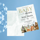 funny woodland baby shower invitation boy 招待状