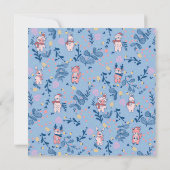 Funny Woodland Friends Blue Winter Forest Pattern セーブザデート (裏面)
