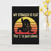 Funny Wordplay cardMy Stomach Is Flat カード (黄色い花)