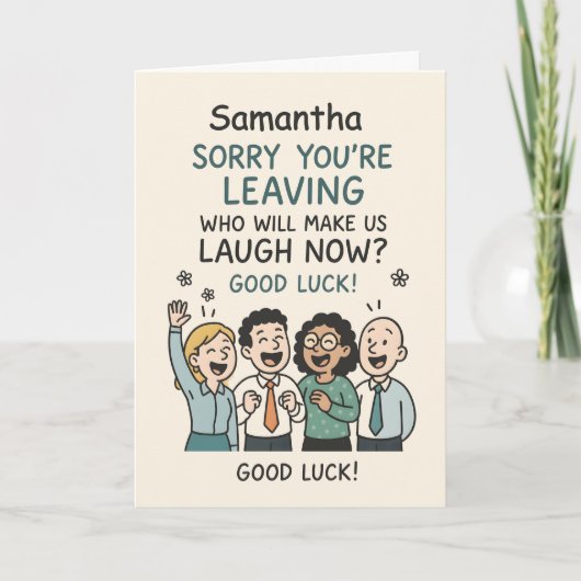 Funny Work Friend Goodbye Colleague Leaving カード (正面)