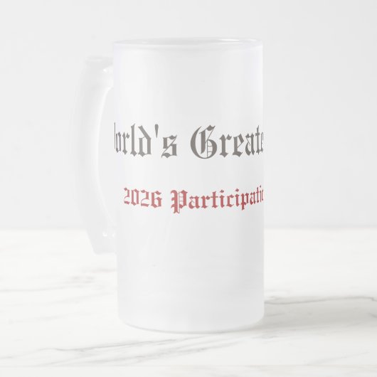 Funny World's Greatest Father Participation Award  フロストグラスビールジョッキ (正面左)