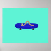 Funny worm on a skateboard ポスター (正面)