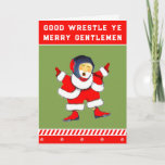 Funny wrestling シーズンカード<br><div class="desc">Wrestling holiday humor,  featuring Santa Claus wrestler design and line. Edit text to personalize.</div>