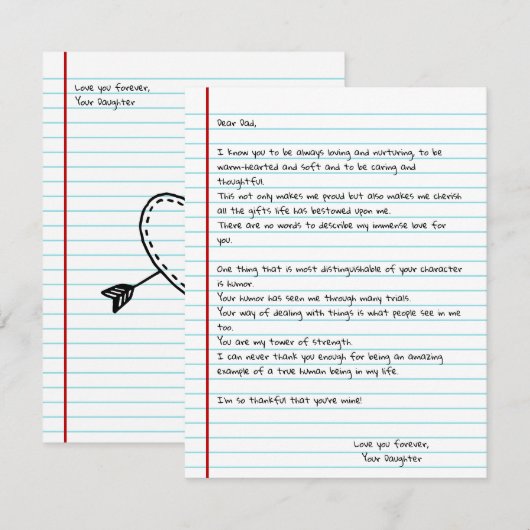 Funny Write Letter To Dad for Father's Day Card (正面/裏面)