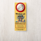 Funny writer at work Door Hanger ドアノブサイン (ノブ)