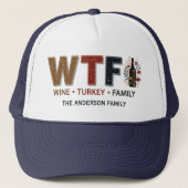 Funny WTF Wine Turkey Family Thanksgiving キャップ (正面)
