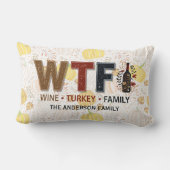 Funny WTF Wine Turkey Family Thanksgiving ランバークッション (裏面)
