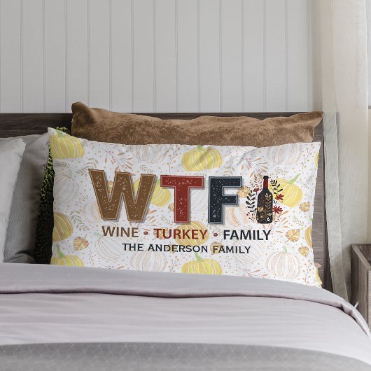 Funny WTF Wine Turkey Family Thanksgiving ランバークッション