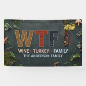 Funny WTF Wine Turkey Family Thanksgiving 横断幕 (横)