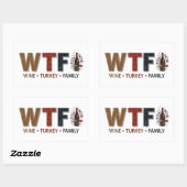 Funny WTF Wine Turkey Family Thanksgiving 長方形シール (シート)